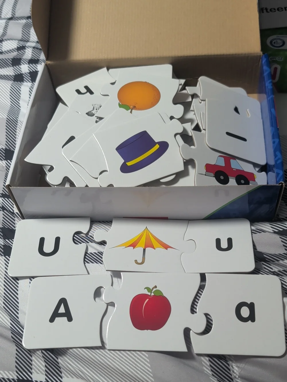 Set Of 2 Match It Self Correcting Puzzles, Letter And Numbers, Used